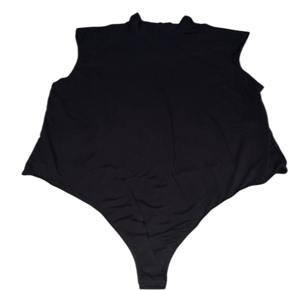 Good American size 14-16 black mock turtle neck power thong bodysuit NWT